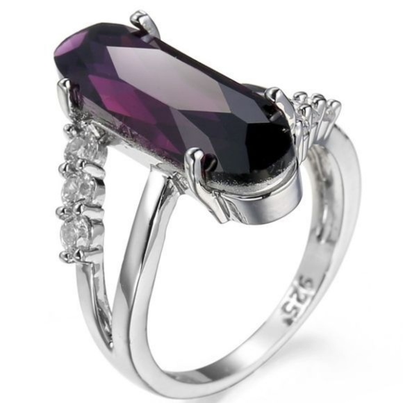 10+ C AMETHYST ~ WH TOPAZ ~ 925 STAMPED STERLING - Picture 2 of 2